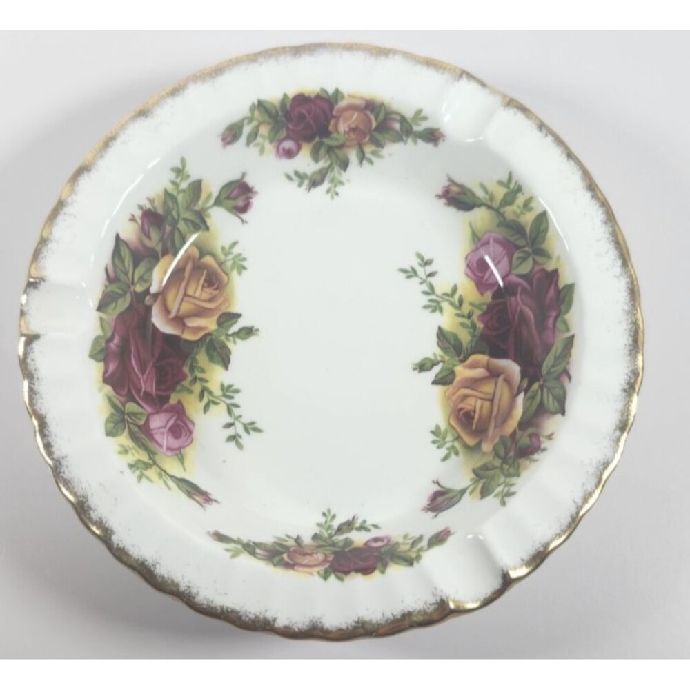 Royal Albert Old Country Roses Ashtray 5" Bone China Round Circle Floral EUC